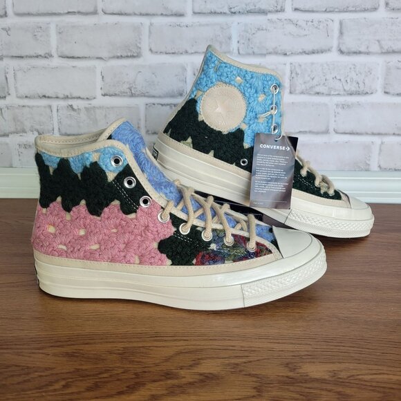 ❤️Converse Upcycle Chuck 70 Hi Crochet Blankets Sz 8.5 Men Premium Shoes A09228C - Picture 3 of 12